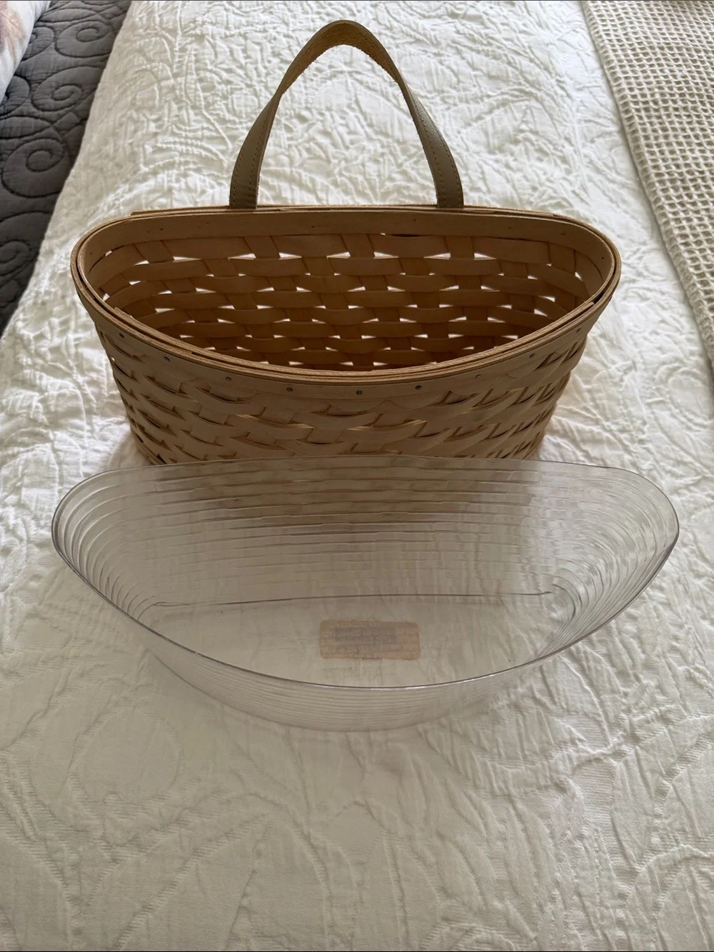Longaberger Beige Woven Hanging Basket